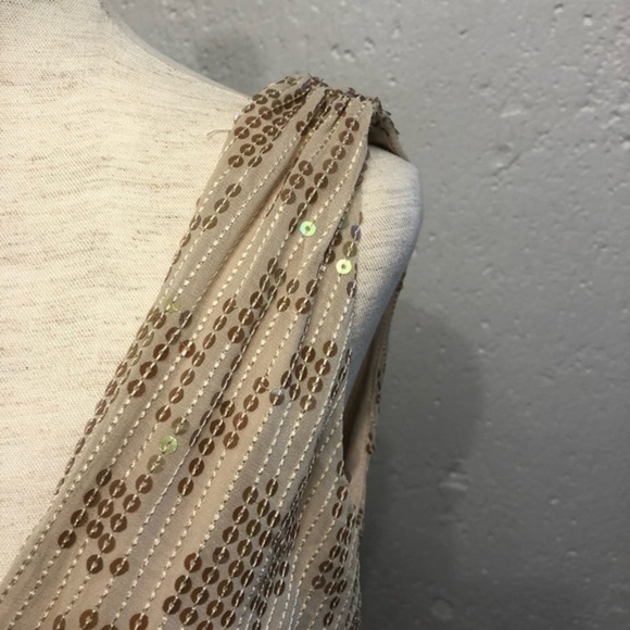Express Sleeveless Gold Tan Sequin Dress XS - Picture 6 of 8